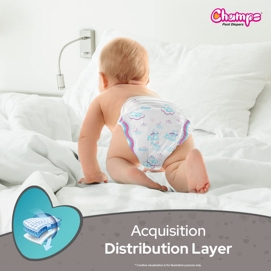 0961 Baby Diaper High Absorbent Pant Diapers Champs Soft And Dry Baby Diaper Pants Xl 54 Pcs (Extra Large Xl54 Pieces)