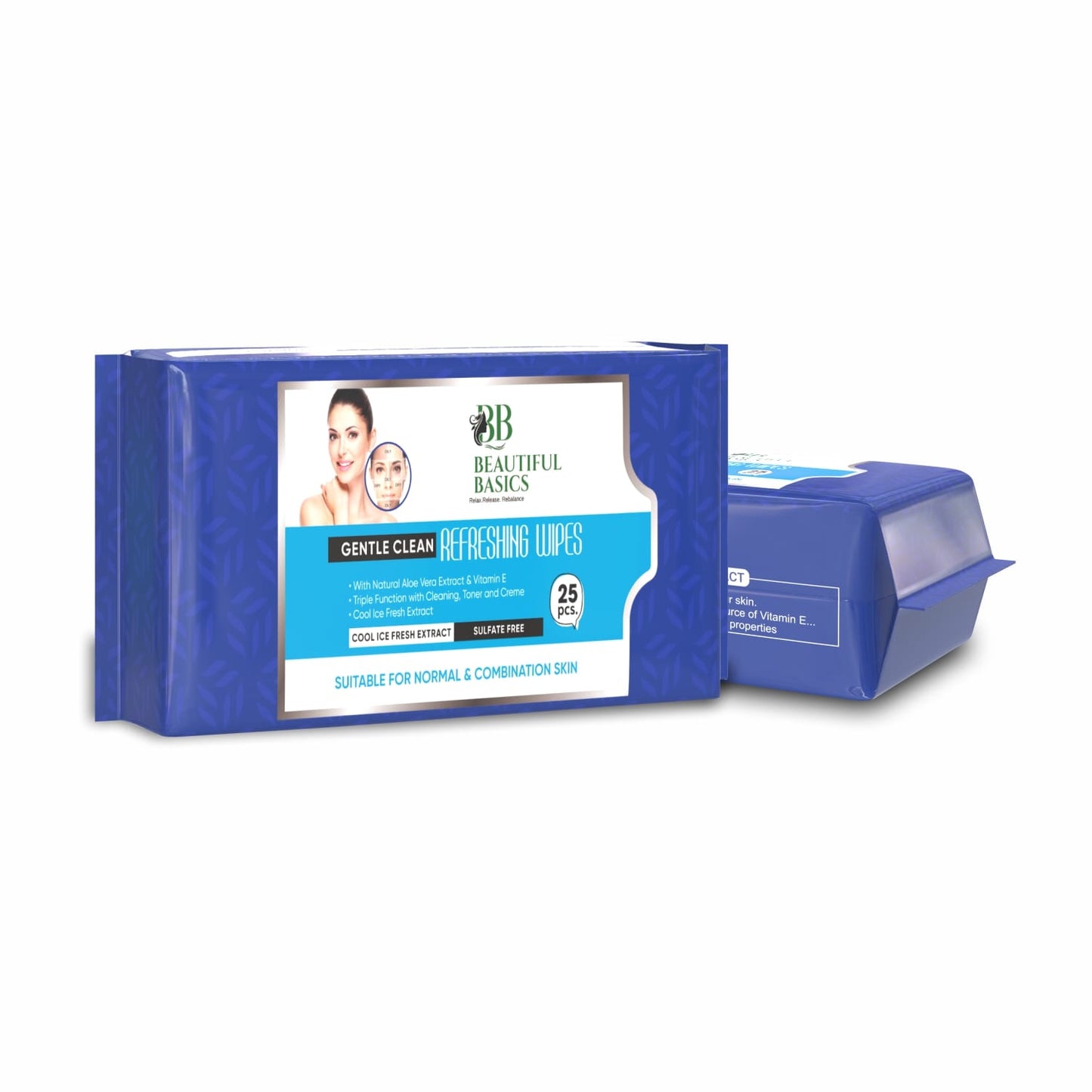 Beautiful Basics Normal Oily Skin Face Wipes (2 Pkts X 50 Pcs Wipes)