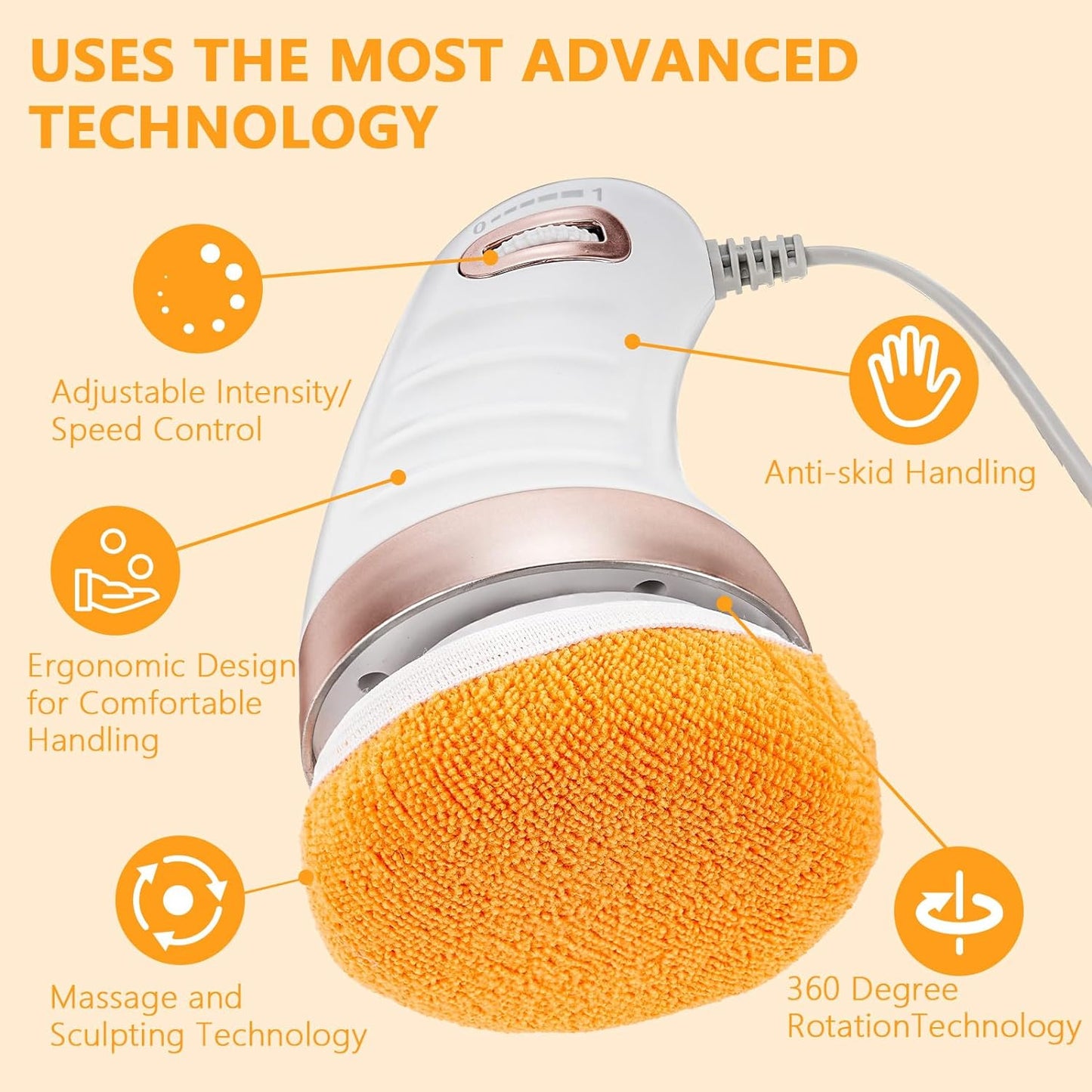 7293 Body Massager Shaping Machine Body Sculpting Massager With 3 Washable Pads Adjustable Speeds Electric Handheld Massager For Belly Waist Legs Arms Butt (1 Pc)
