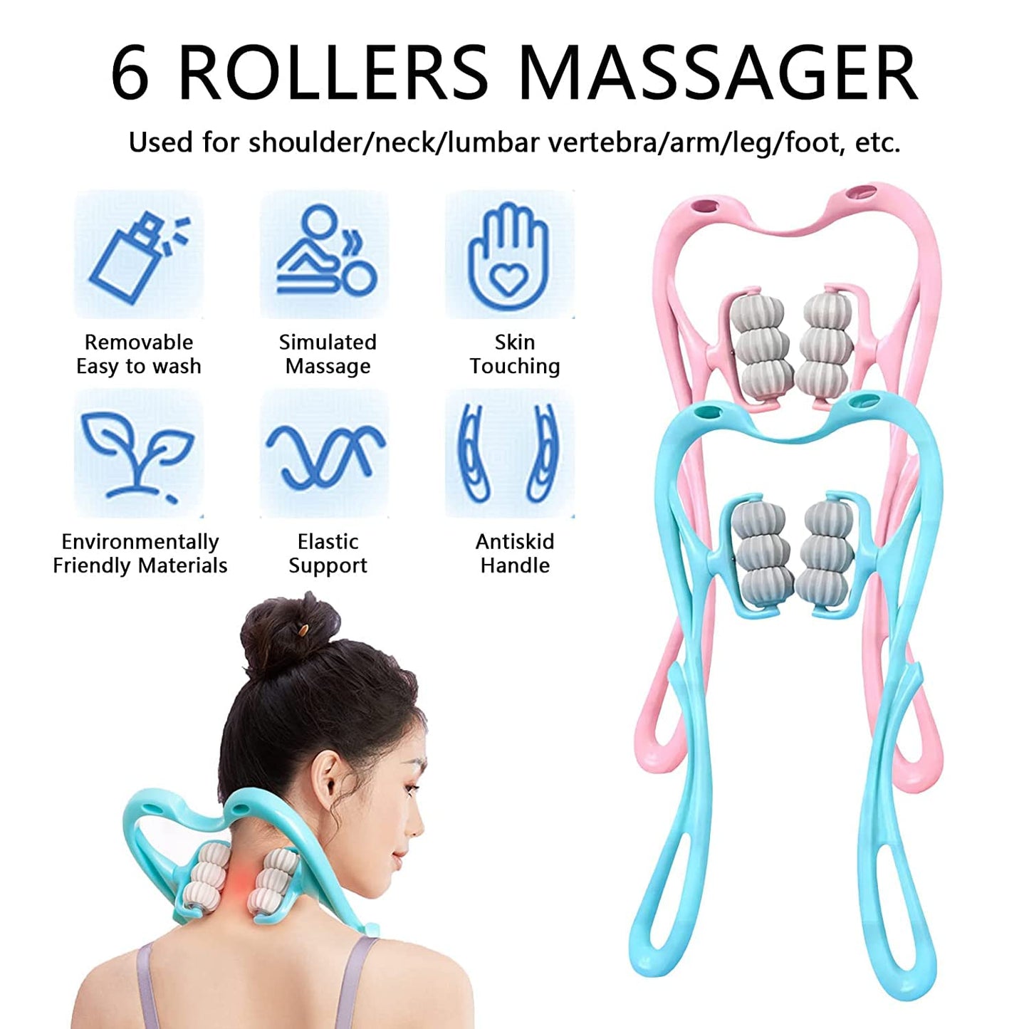 6593a Neck Shoulder Massager 13.5x7.08in Portable Relieving The Back For Men Relieving The Waist Women