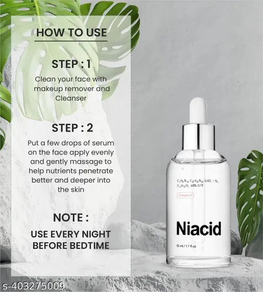 Niacid Face Serum -Skin Brightening & Anti-Aging Formula Repairs and Hydrates (Pack of 2)