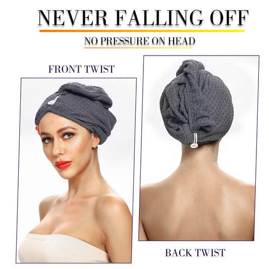 Premium Soft Microfiber Hair Drying Towel Wrap Cap (1 Pc)
