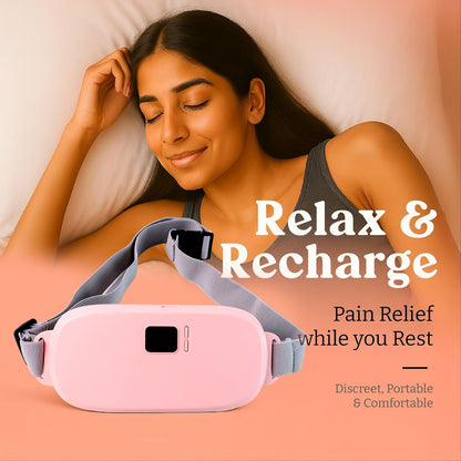 Period Cramp Relief Massager with Heating Pad for Back Pain Rechargeable Smart Warm Palace Belt (1 Pc)