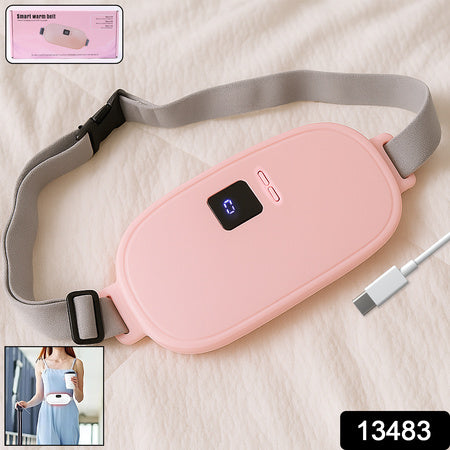 Period Cramp Relief Massager with Heating Pad for Back Pain Rechargeable Smart Warm Palace Belt (1 Pc)